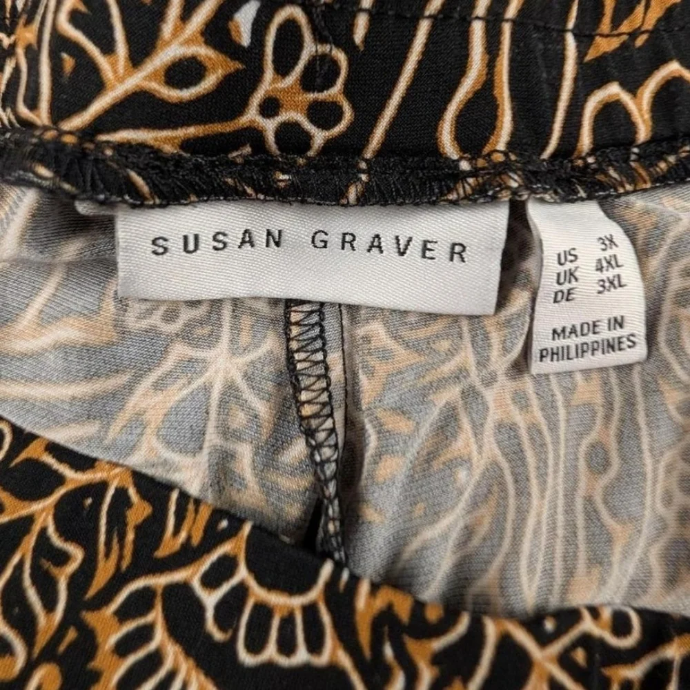 Susan‎ Graver black and brown wide leg cropped pull on wide leg pants Size 3x - Picture 5 of 7